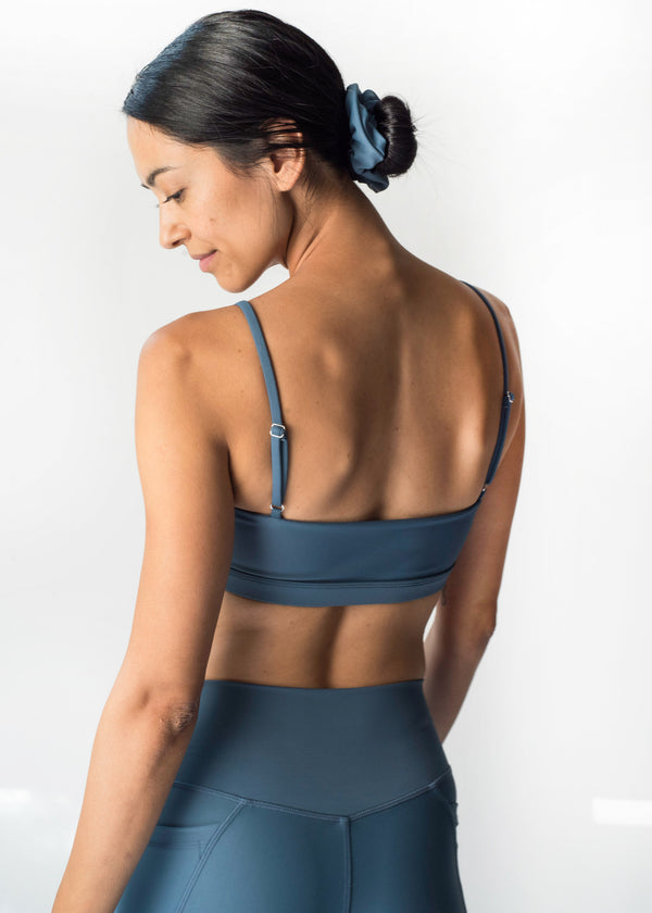 Buy sea blue women's V-Neck sustainable sports bras